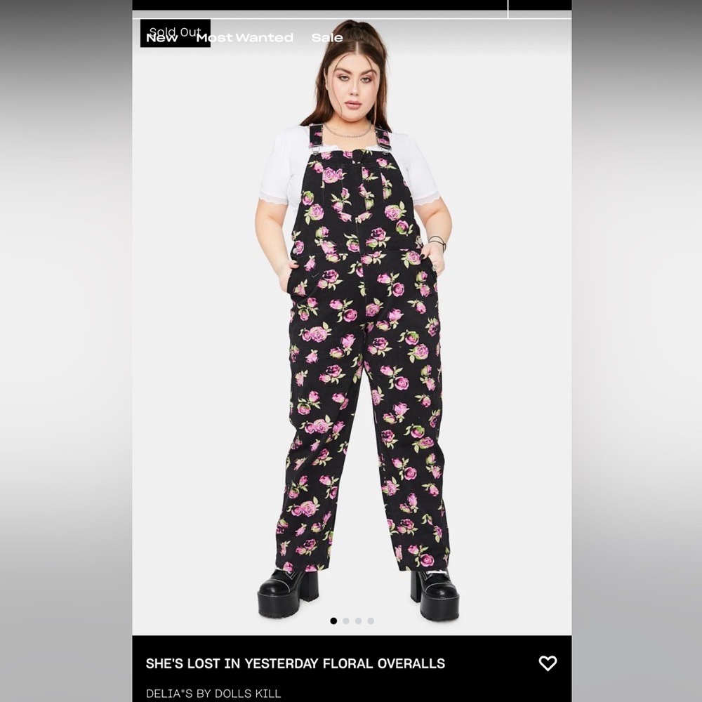 Delia*s by Dolls Kill She’s Lost in Yesterday Floral Overalls 2X